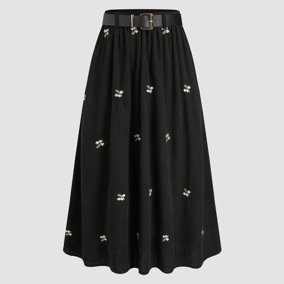 CordoBlack Floral Skirt - Picture 1 of 3